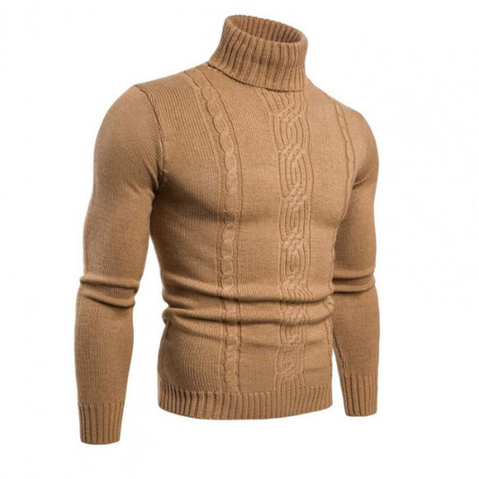 Pull à col roulé torsadé coupe étroite Pour hommes | Idéal pour l'automne/hiver